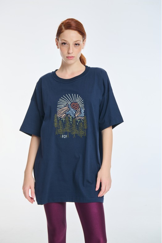 Woman Short-Sleeve T-Shirt One color with embroidery mountain vibes
