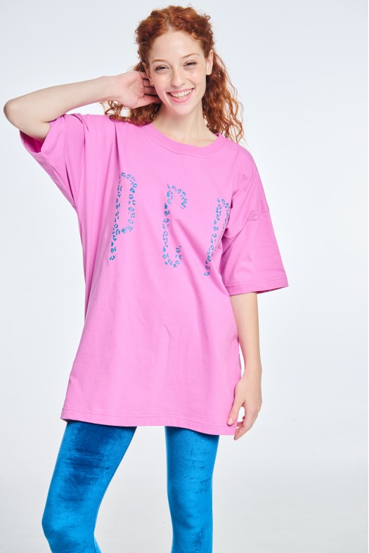 Woman Short-Sleeve T-Shirt One color with Silk print Leopard