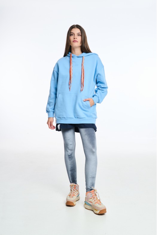 Woman Hoodie with Embroidery - One Color WOMEN