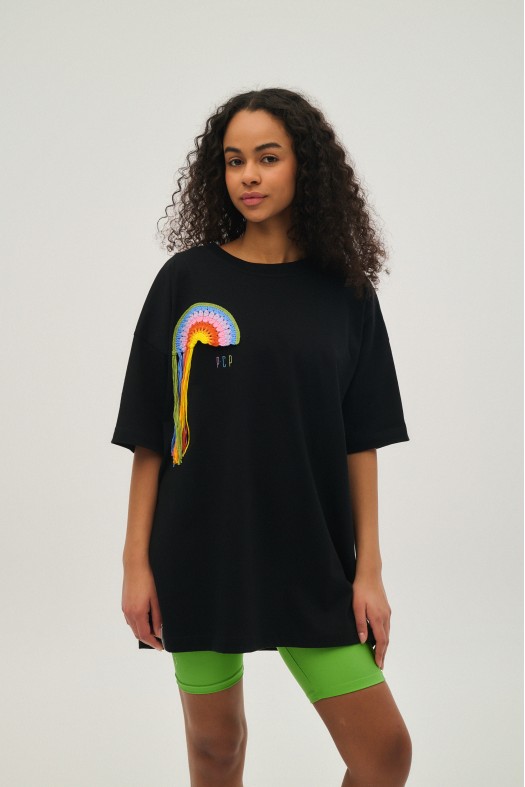Woman T-shirt with embroidery - RAINBOW
