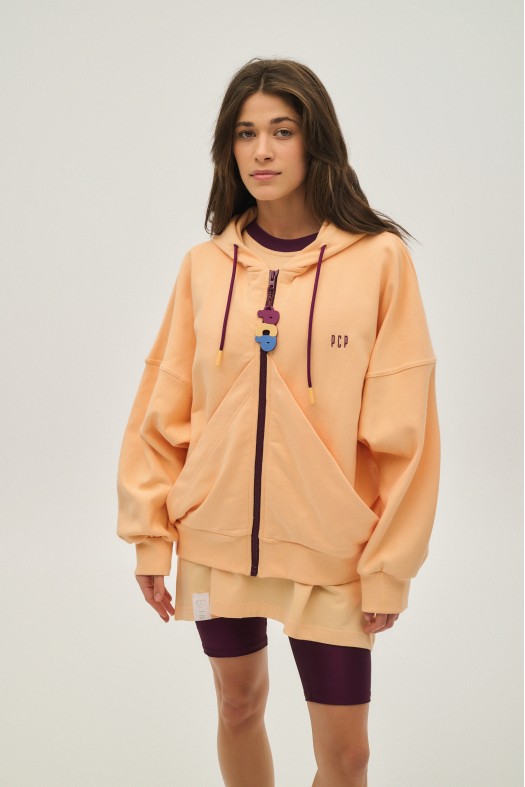 Woman Zip Hoodie with Embroidery - SOUZANA