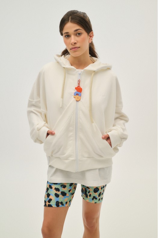 Woman Zip Hoodie with Embroidery - SOUZANA