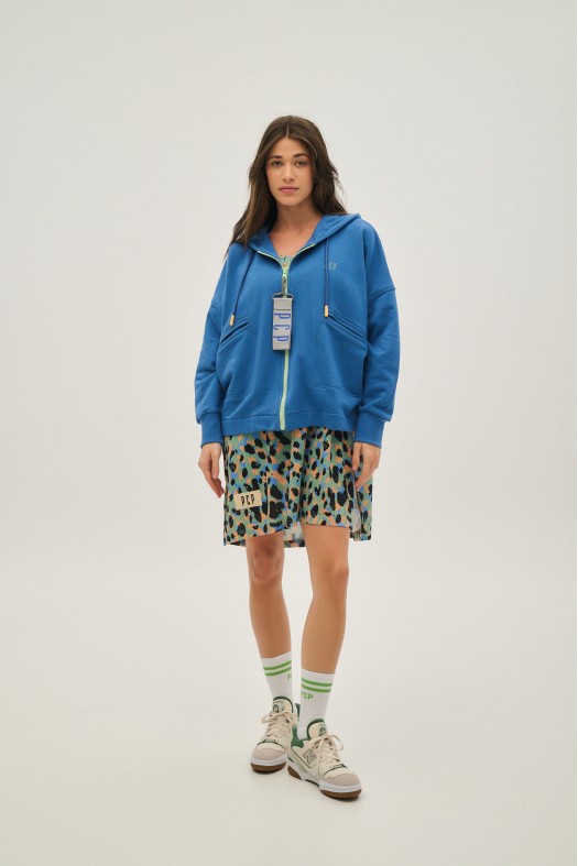 Woman Zip Hoodie with Embroidery - Amalfi