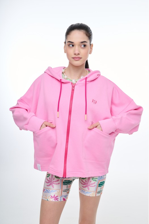 Woman Zip Hoodie with Embroidery - Amalfi