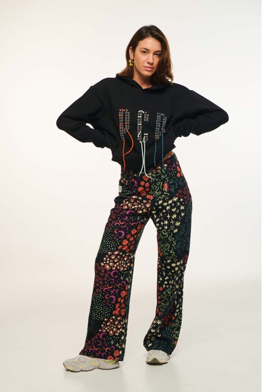 Woman Hoodie with embroidery - LACED UP WOMEN