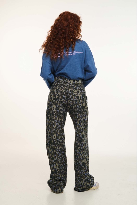 Woman Jean Pants with embroidery - LEOPARD BROWN WOMEN Woman Jean Pants with embroidery - LEOPARD BROWN WOMEN