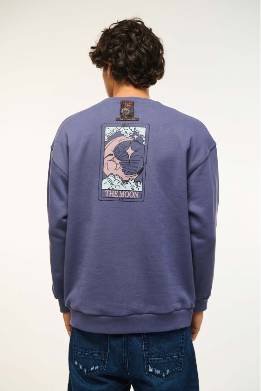 Man Hoodie with silk print - THE MOON