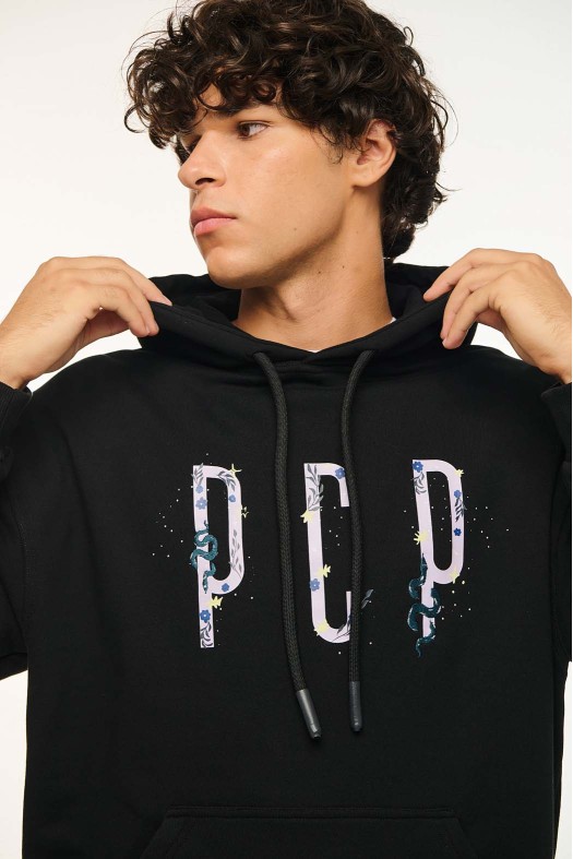 Man Hoodie with embroidery and transfer print - SERPENTINE Lookbook