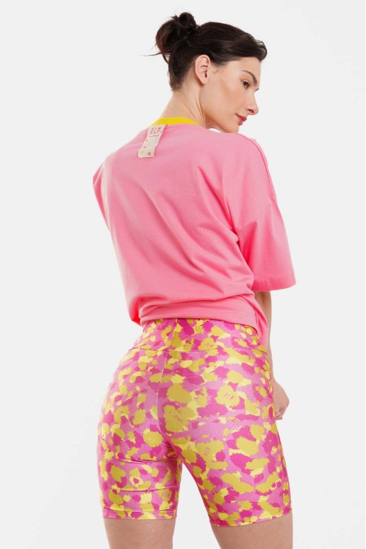 Woman Short Sleeve T-Shirt with silk print - Leopard