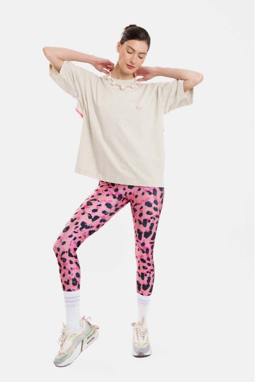 Woman Printed High-Waisted Leggings 7/8 - Animal