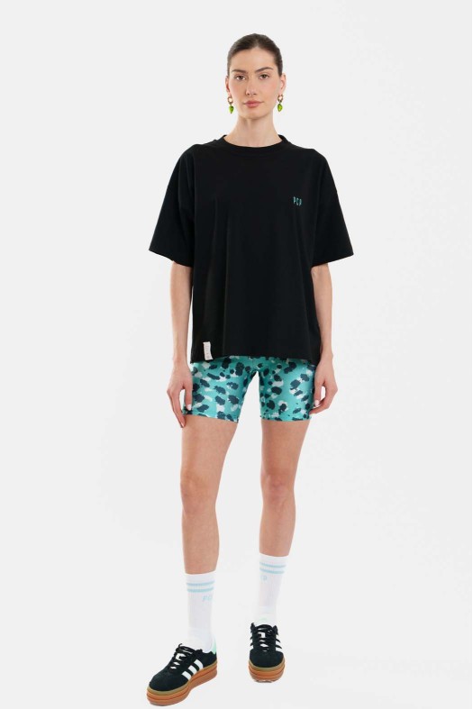 Woman Short Sleeve T-Shirt with embroidery - Aria Black Woman Short Sleeve T-Shirt with embroidery - Aria Black