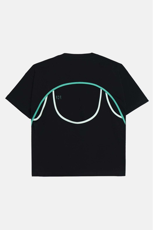 Woman Short Sleeve T-Shirt with embroidery - Aria Black Woman Short Sleeve T-Shirt with embroidery - Aria Black