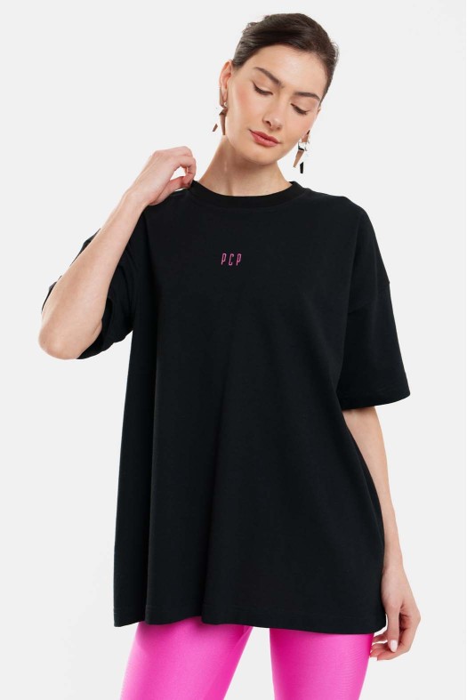 Woman Short Sleeve T-Shirt with embroidery and silk print - Stars