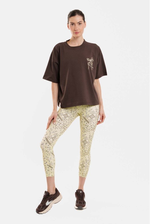 Woman Short Sleeve T-Shirt with embroidery and silk print - Bows Woman Short Sleeve T-Shirt with embroidery and silk print - Bows