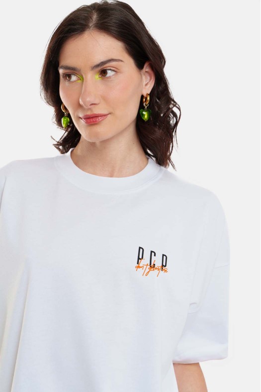 Woman Short Sleeve T-Shirt with silk print - Ghost