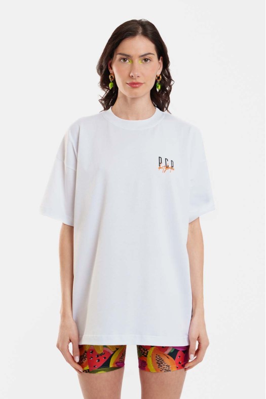 Woman Short Sleeve T-Shirt with silk print - Ghost