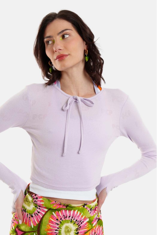Woman Crop Top with pointelle - Elody Woman Crop Top with pointelle - Elody
