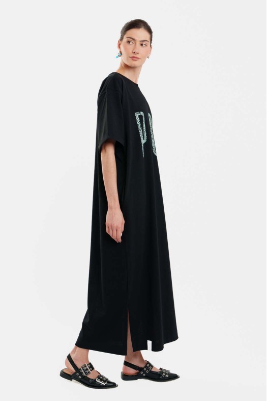 Woman Dress with silk print - Mila Woman Dress with silk print - Mila