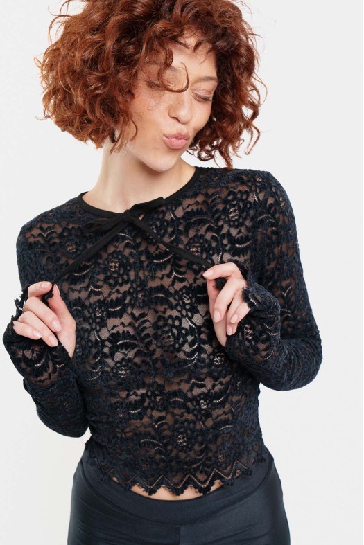 Γυναικείο Crop Top με κέντημα - LACE