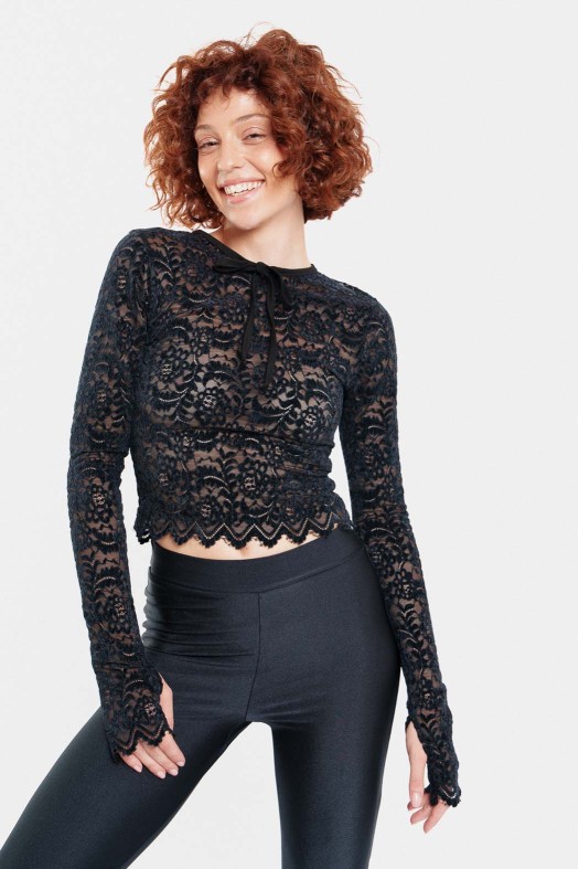 Γυναικείο Crop Top με κέντημα - LACE