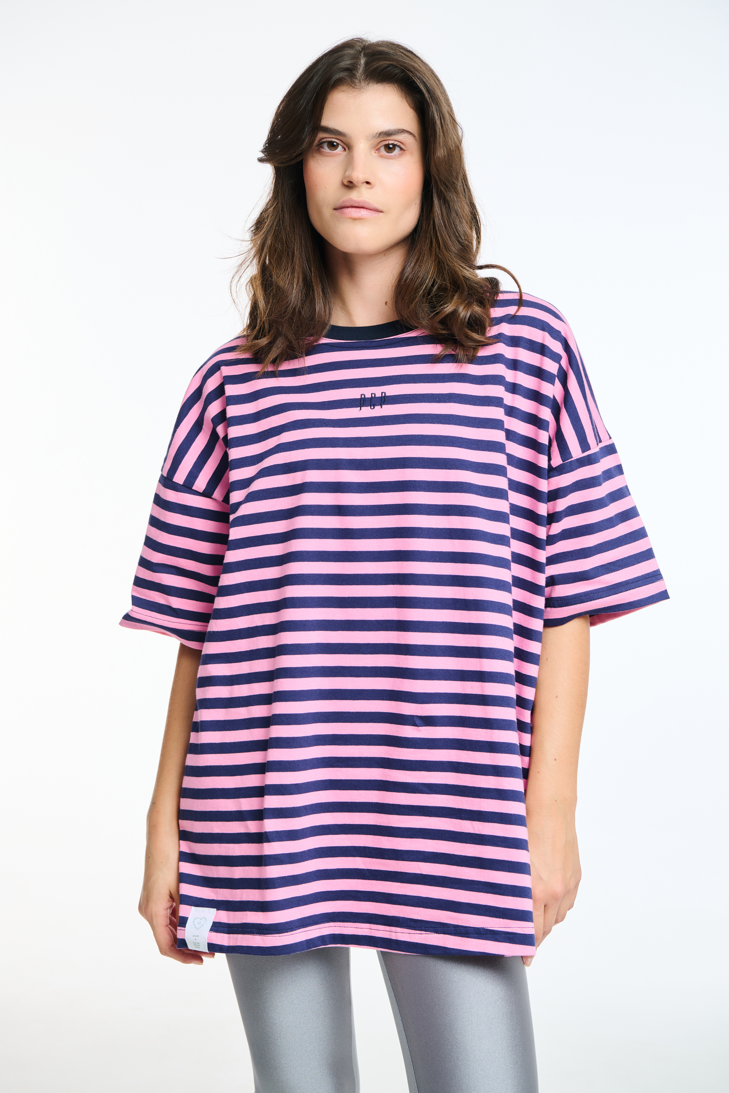  Unisex Κοντομάνικο Μπλουζάκι με ρίγες- Stripes - PINK 2025