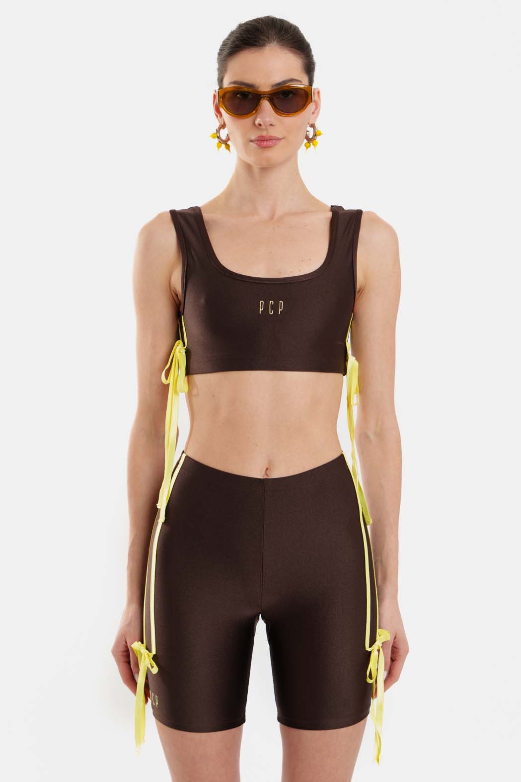 Γυναικείο Crop Top με κέντημα - Alina - BROWN