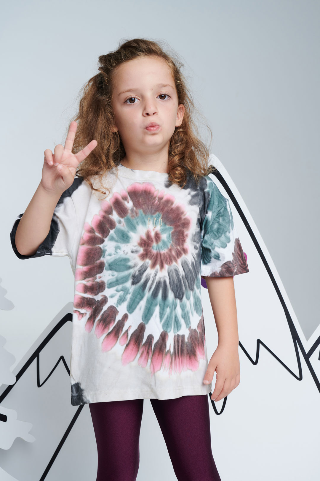 PCP Παιδικό Tie-Dye Σπιράλ Μπεζ Μπλουζάκι για Κορίτσι