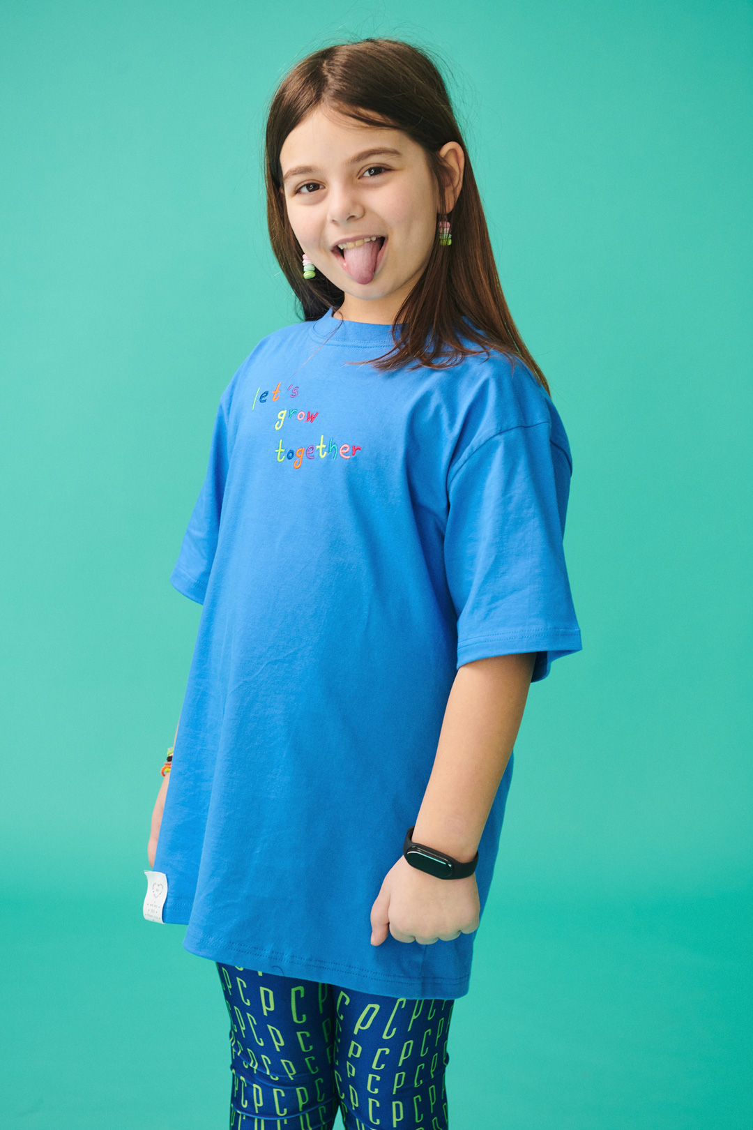 PCP Παιδικό Βιολογικό Let&#039;s Grow Together Μπλουζάκι για Κορίτσι Ζαφειρί Μπλε